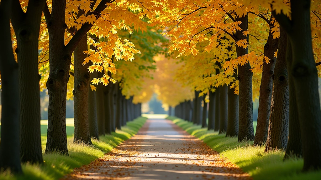 Sezonų kaita Raudondvario parke, rudens spalvos ir žaliųjų medžių mišinys